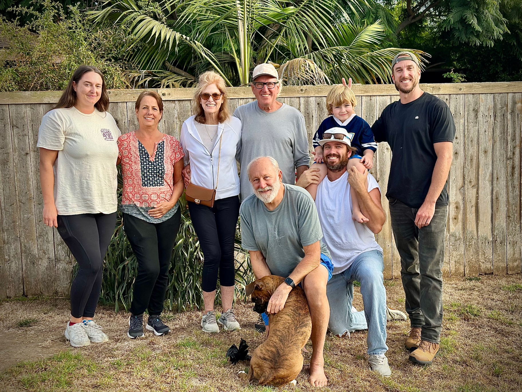 Sean with his family in the backyard